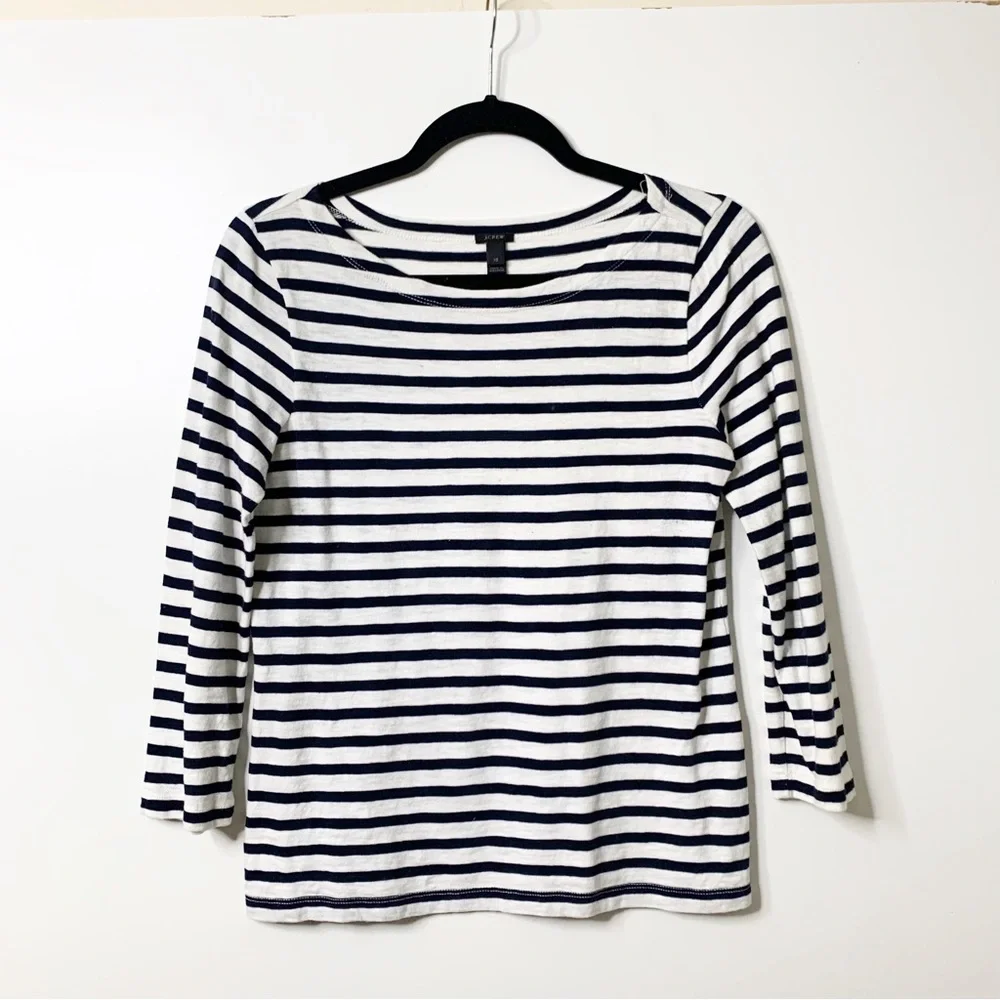J.Crew Striped 3/4 Length Sleeve Tee Size Extra Small - Picture 1 of 5